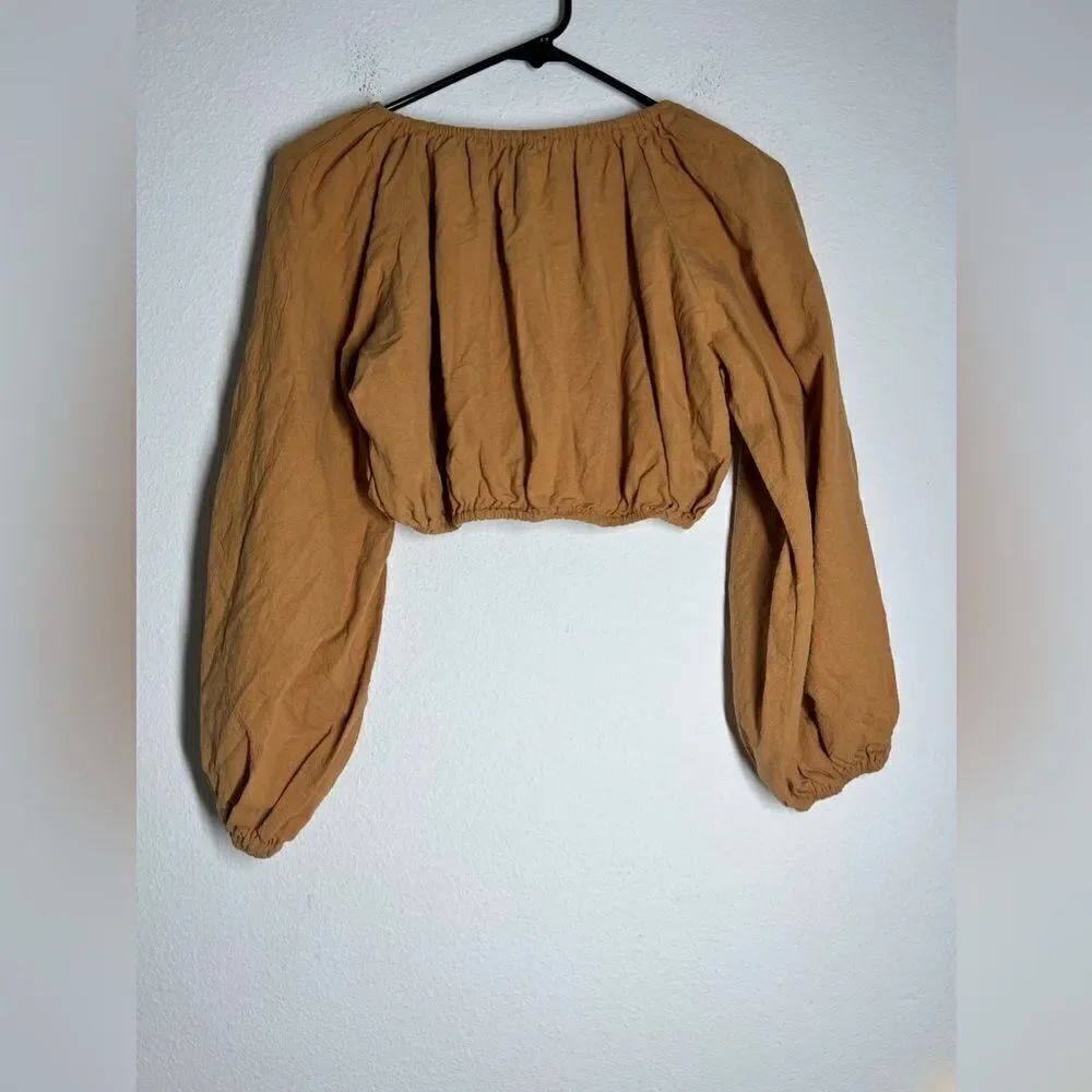 Hyfve Balloon Sleeve Off Shoulder Top - Caramel Size M - Picture 3 of 12